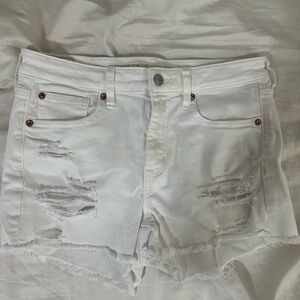 American Eagle Outfitters White Jean Shorts Distressed Denim